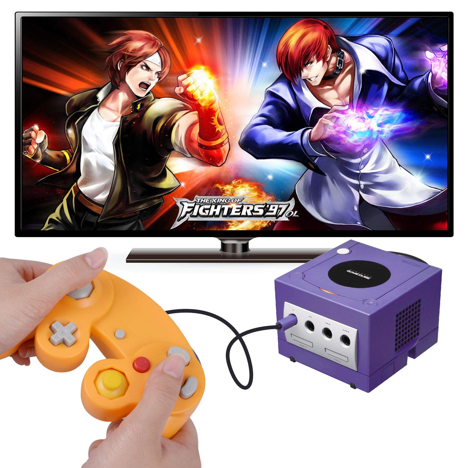 ONE250 Confezione da 2 controller classici per joypad con cavo, compatibile con Wii NGC Gamecube Game Cube (verde e giallo)