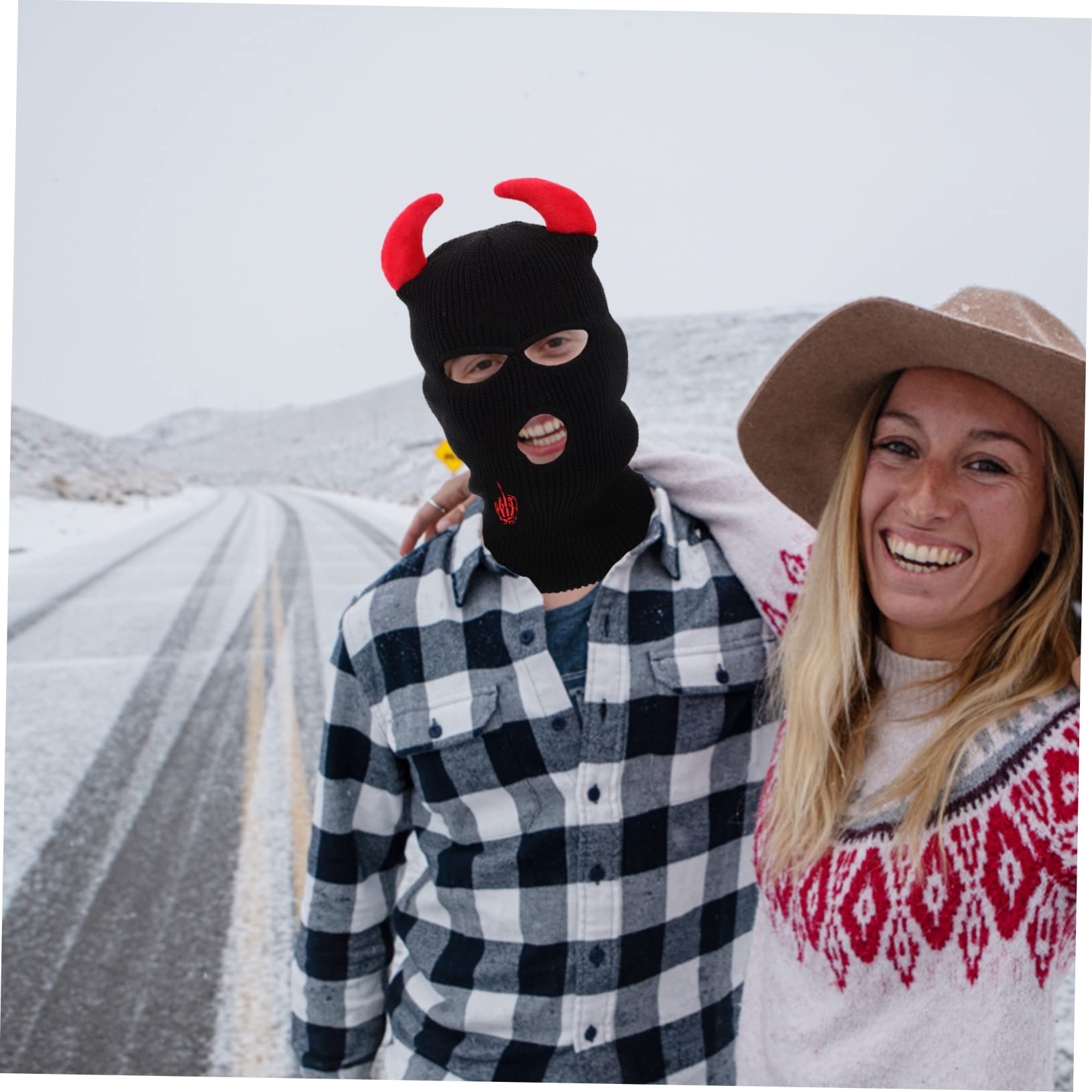 Máscara De Esquí Cubierta Facial a Prueba De Viento Tejer Gorro Máscara De Cobertura Completa Sombrero Caliente Al Aire Gorro De Esquí De Lana Black Acrílico