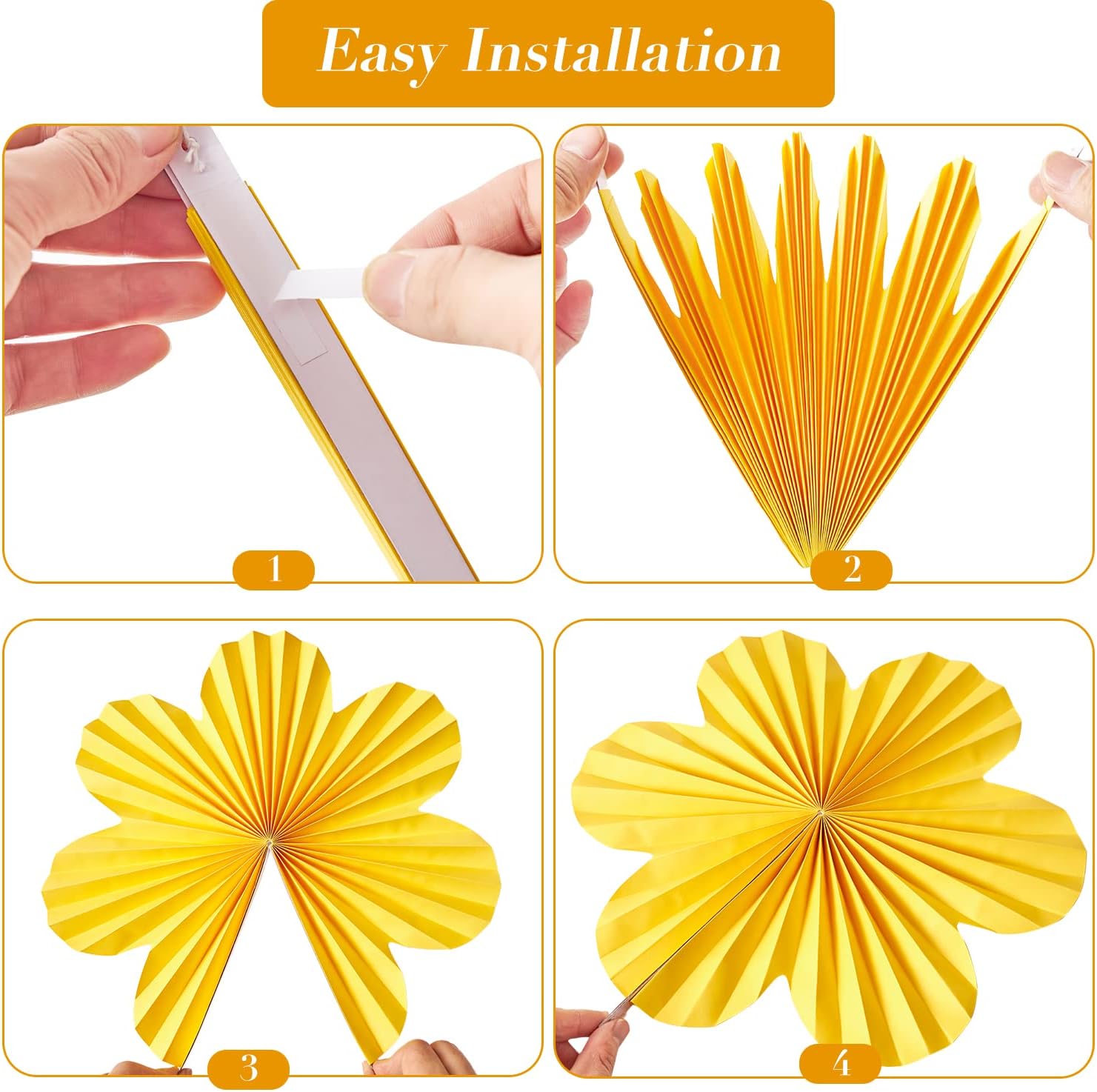 Flower Party Decorations, Pink Yellow Hanging Paper Fans, Pink Paper Flowers Decorations for Wall, Classroom Floral Backdrop Decor