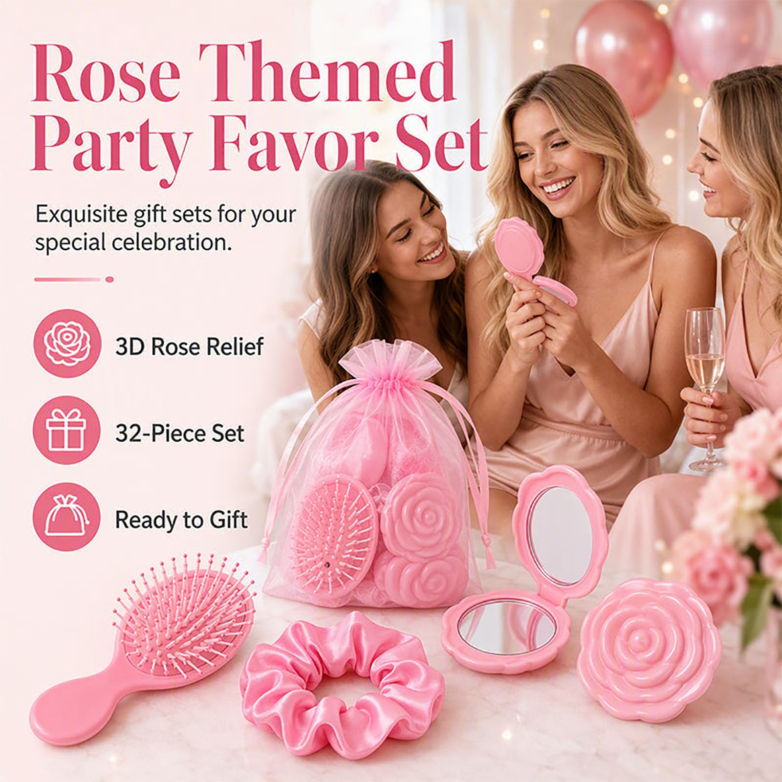 32-teiliges Rosa Prinzessinnen-Gastgeschenkset (B)