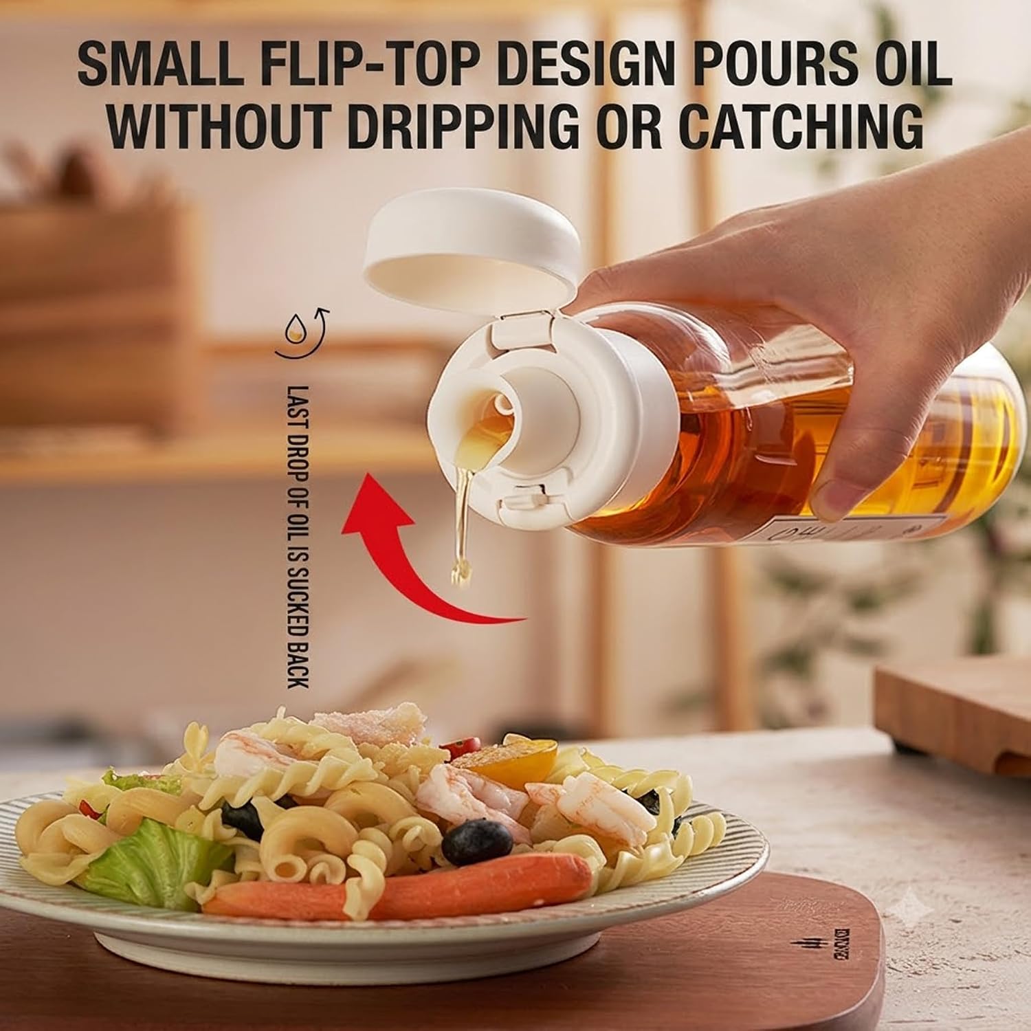 Olive Oil Dispenser Bottle Set of 2, 500ml (16.9oz) Clear Glass Cruet with Strainer and Spout, Leakproof Oil and Vinegar Dispenser for Kitchen, Syrup, Soy Sauce image 4
