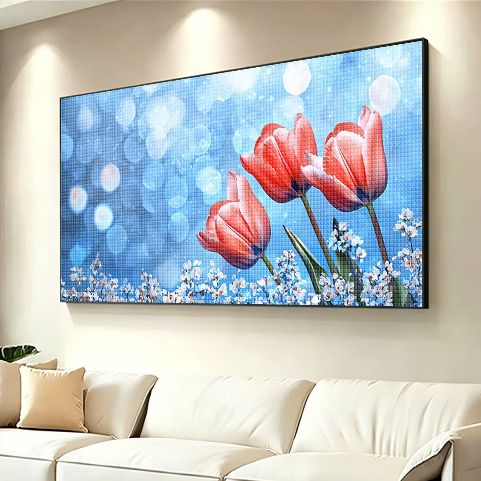 Diamond Painting Rot Diamant Painting Bilder Erwachsene Blume, DIY Set Erwachsene Crystal Art, 5D Diamond Art Viereckige Steine Stickerei Kreuzstich Mosaikherstellung für Zimmer Deko 160x80cm 0J-964