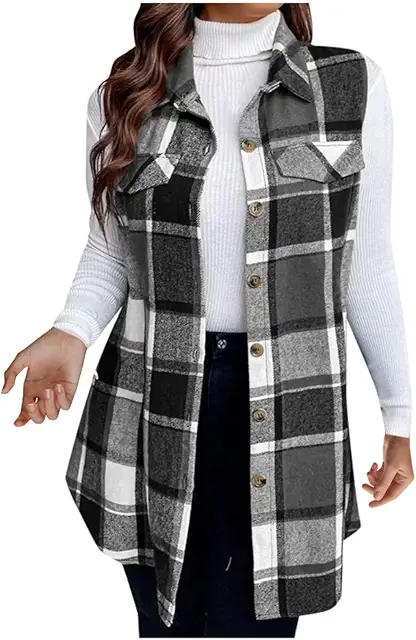 Gilet en laine sans manches pour femme - Veste polaire grande taille élégante