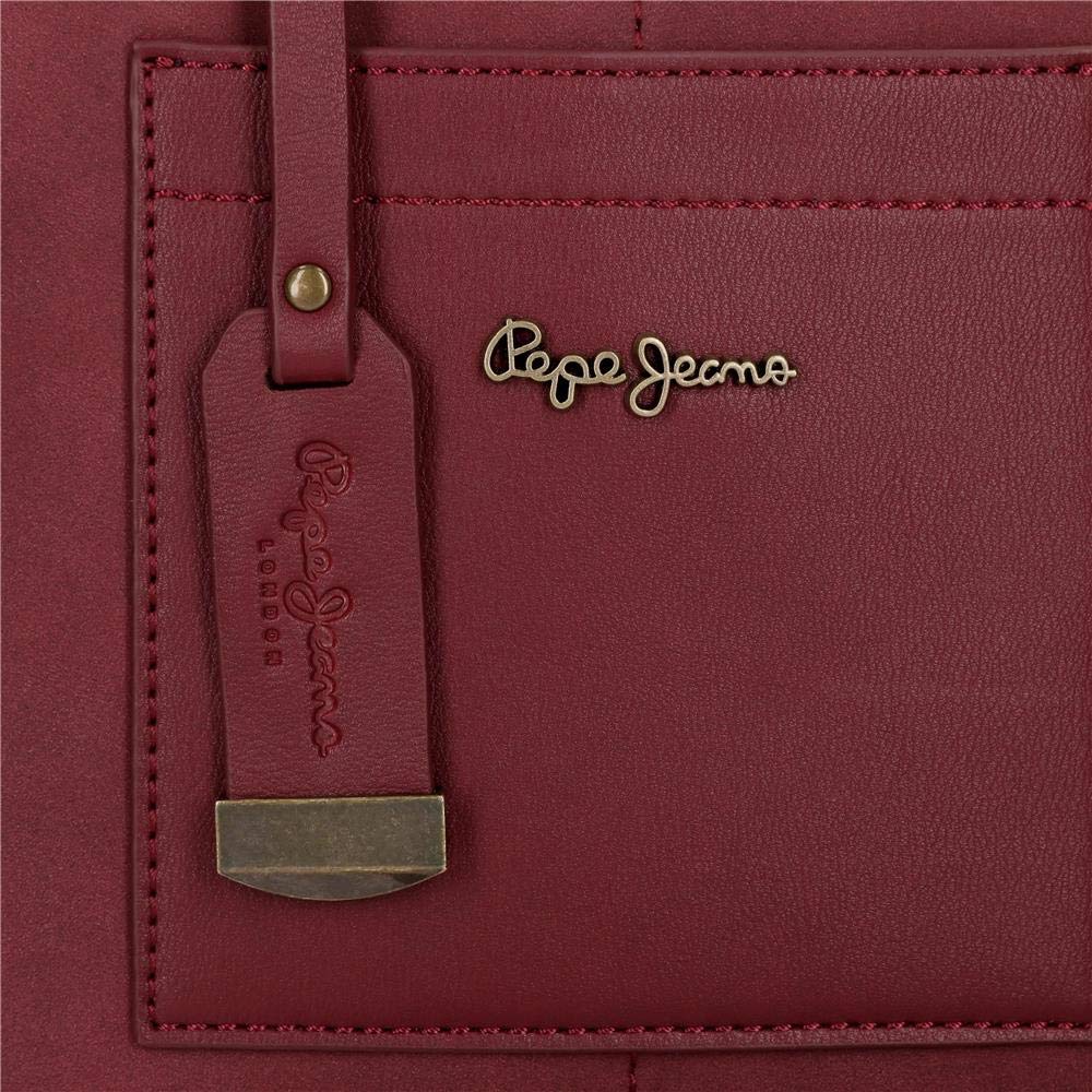 Pepe Jeans Lorain Bolso Bowling Rojo 28x21x14 cms Piel Sintética
