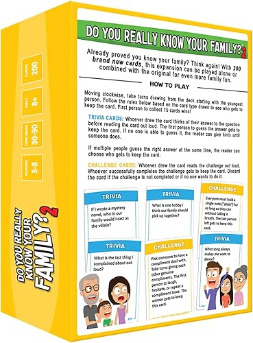 Miniatura 6 de DO YOU REALLY KNOW YOUR FAMILY 2, el juego de expansión con 200 nuevas cartas para más diversión nocturna de juego familiar, juega independiente o