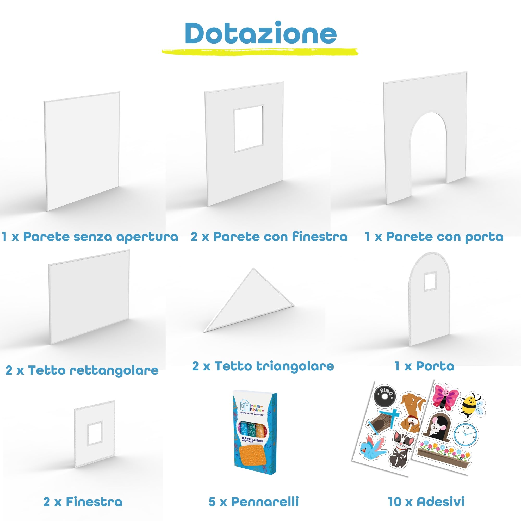 ImagiNew Playhome Casetta da colorare e cancellare da giardino con pennarelli lavabili Giochi per bambini 3 4 5 6 anni