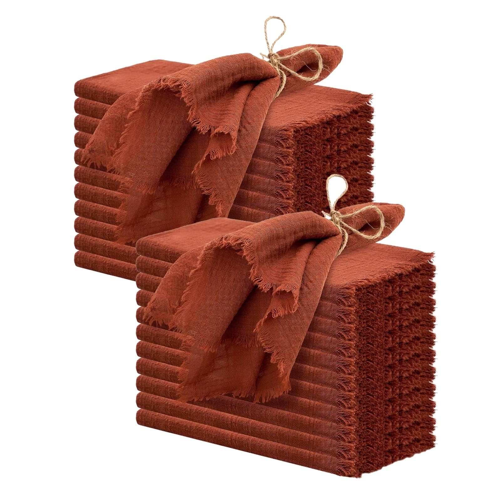 Tovaglioli di cotone da 24 pezzi, 32x32 cm, strofinacci, decorazioni for la tavola Natale, tovaglioli Burrs