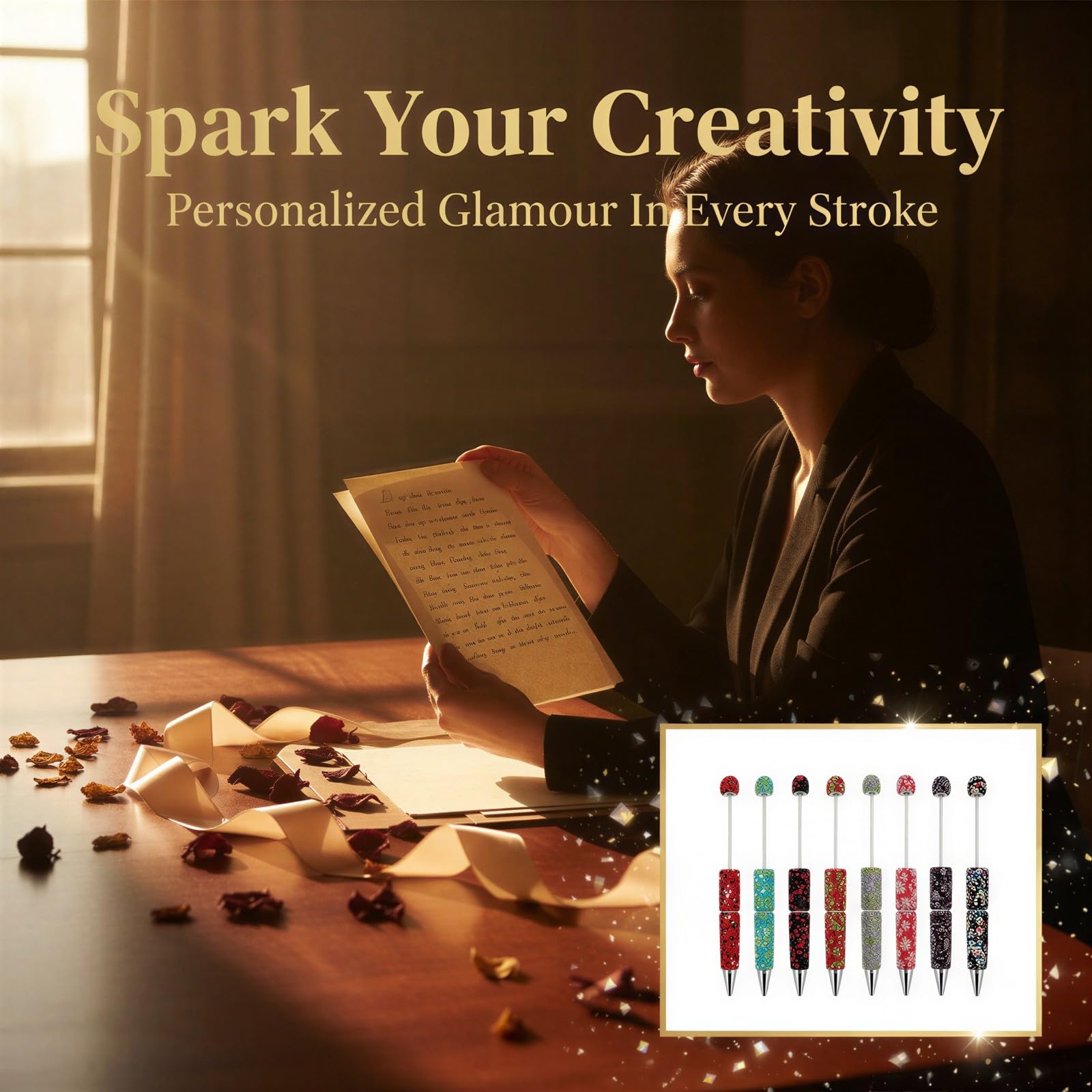 30 penne glitterate con perline, strumenti di scrittura con strass, penne creative fai da te per personalizzazione, penne scintillanti per progetti artistici e regali