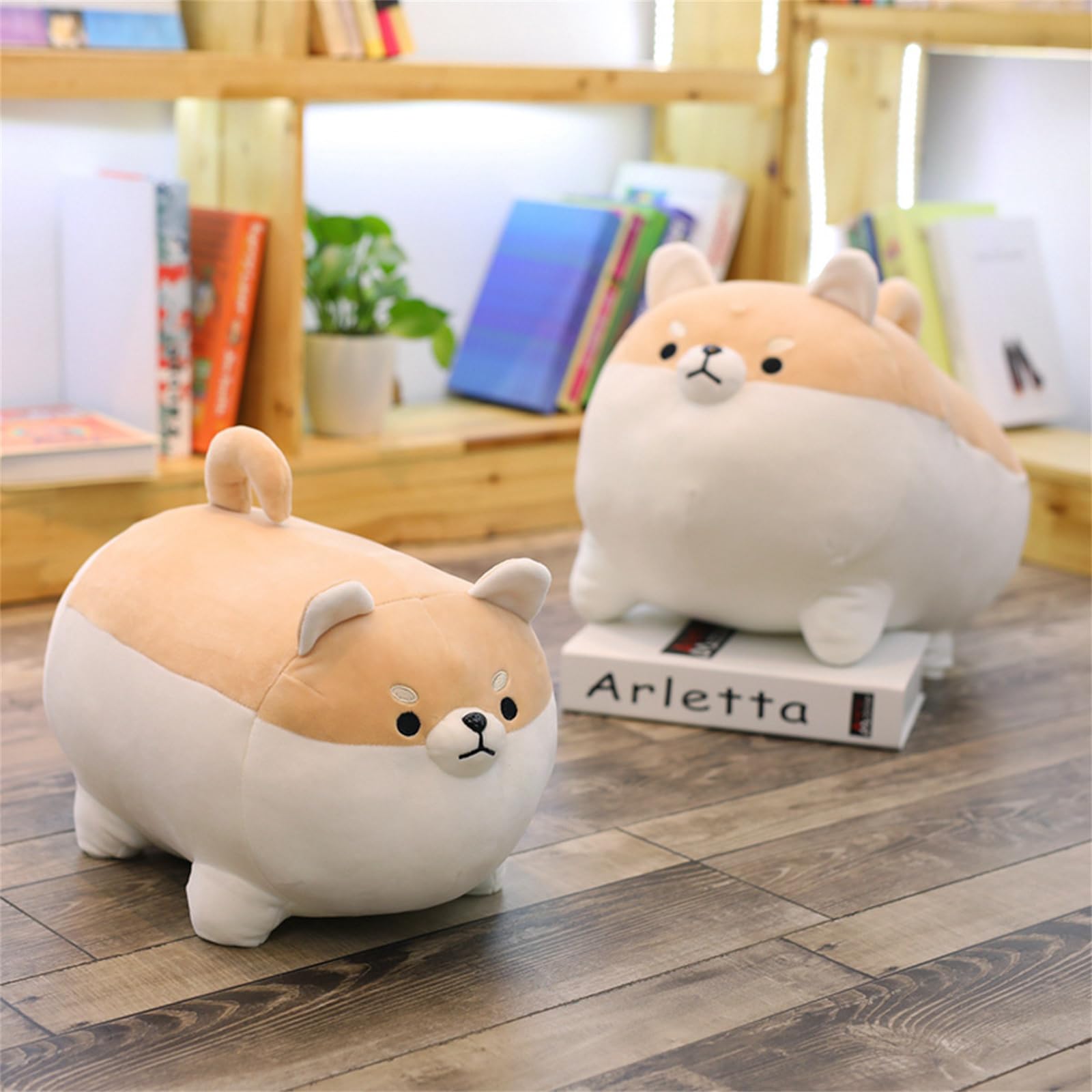 Plüschtiere, Shiba Inu Kissen Plüsch, Plüschkissen, molliges Tierspielzeug, süßes bequemes Puppenkissen, Hundekörperkissen(Black,40CM)