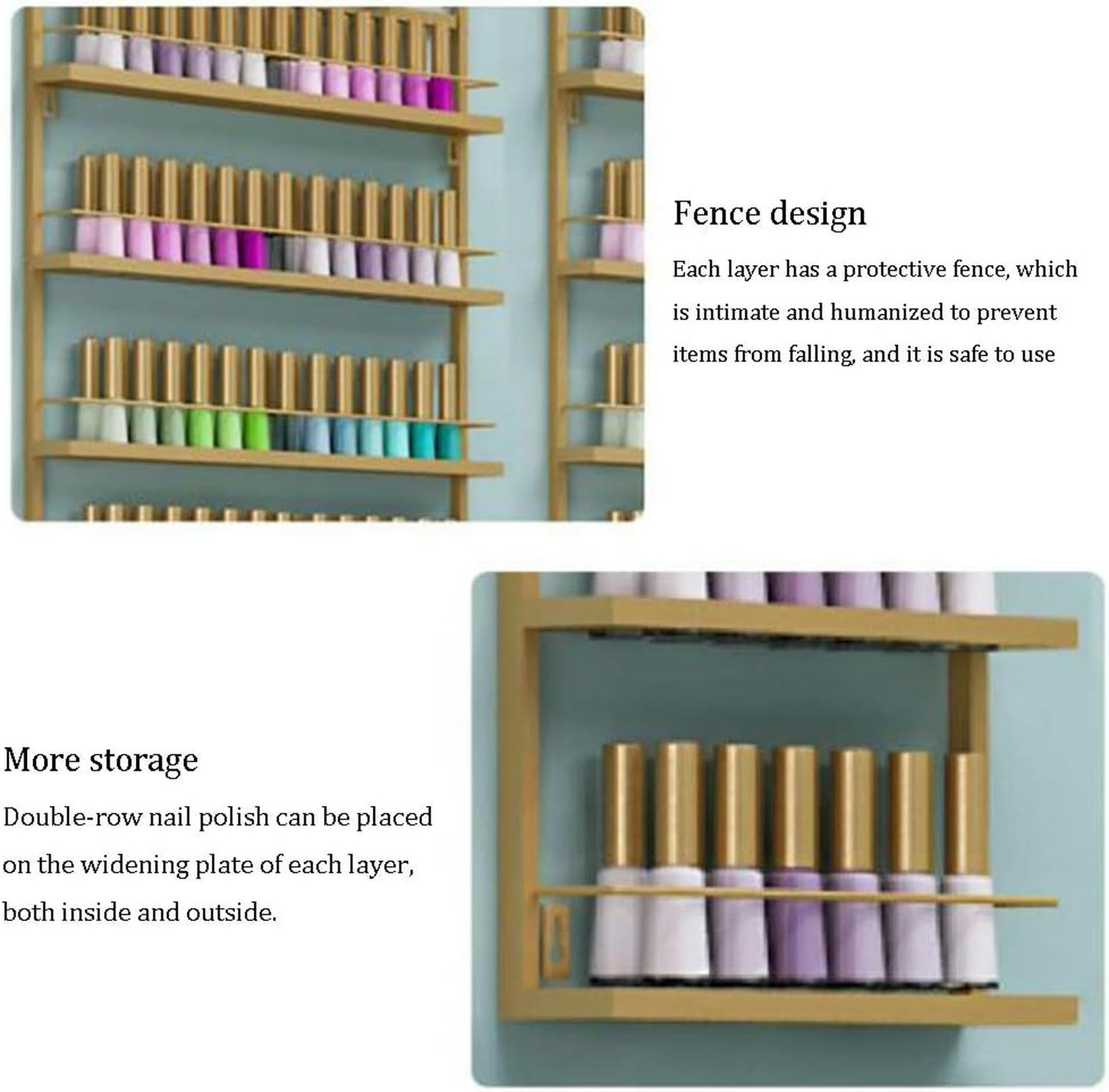 Porta Smalto da Parete: Porta Smalto da Parete in Metallo a 4 Strati - Elegante Organizer per Salone di Bellezza, Rossetti e flaconi di Profumo - Soluzione espositiva salvaspazio