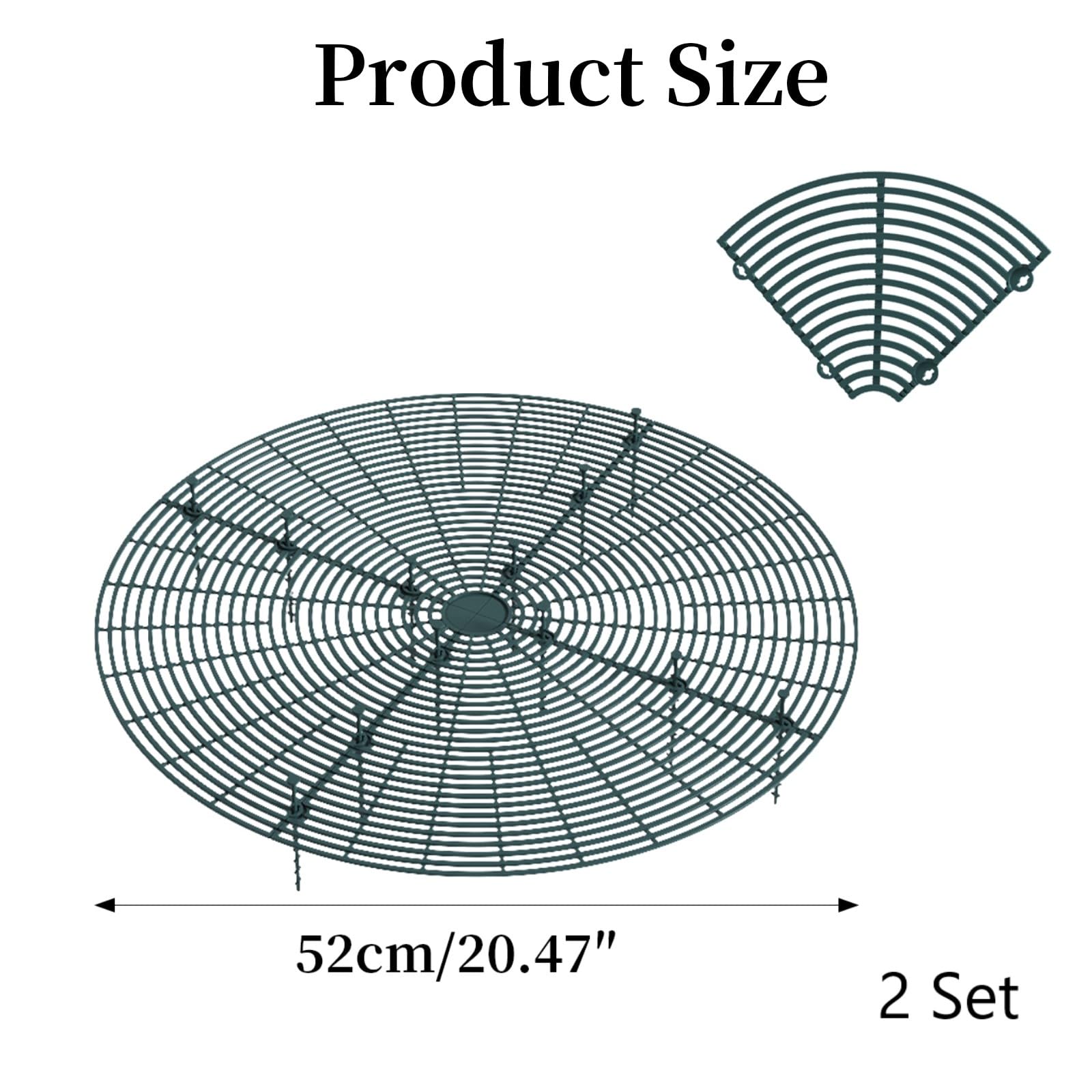Zimoer Plant Pot Cover, Flower Pot Soil Guard 52cm Round Dark Green, 2 Pcs Cuttable Plant Cover for Cats Babies, Plastic Pet Planter Protector, Flower Pots Grid for Children Pets - Image 2