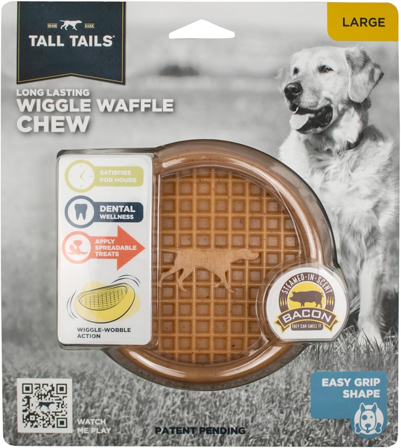 Tall Tails Wiggle Waffle Chew Toy for Dogs, Large - Wiggles and Wobbles for More Fun! Add Spreadable Treats for Yummy Interactive Play