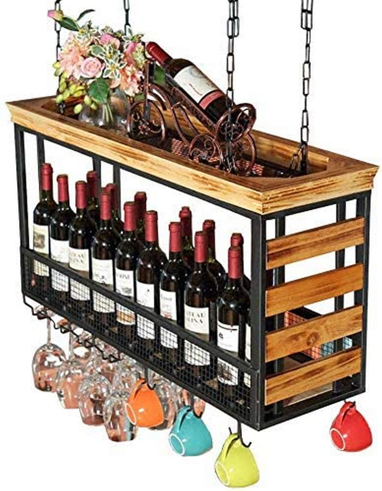 Étagère Flottante De Bar suspendue et support de verres pour cuisine