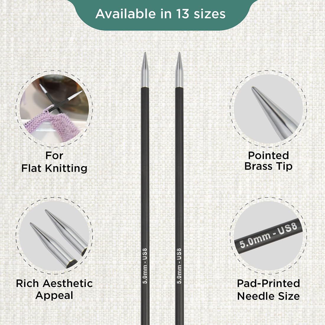 KnitPro Karbonz Single Pointed Needle 14" (35cm) | US Size 8 (5mm)