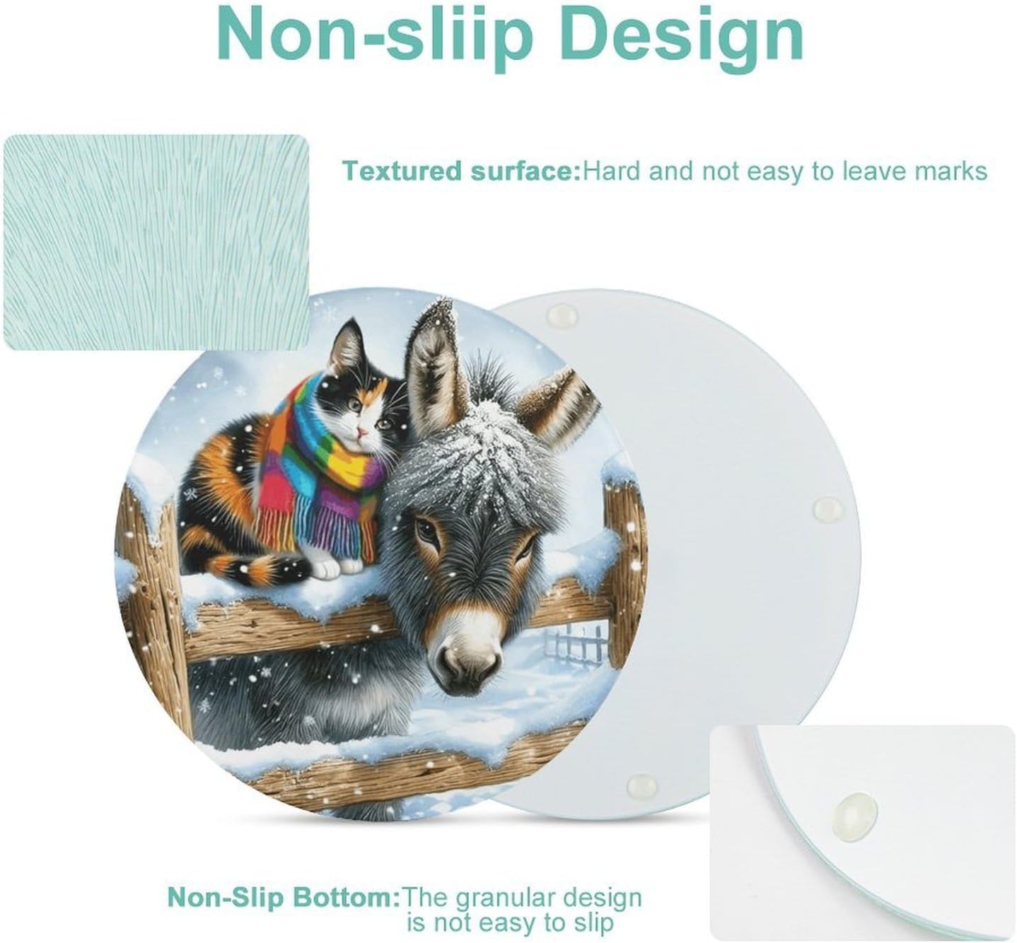 Cats And Donkeys Tempered Glass Cutting Boards for Kitchen image 3