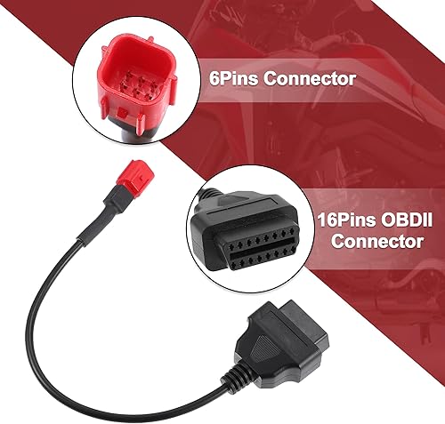 Miniatura 4 de X AUTOHAUX Cable adaptador de diagnóstico de 6 pines a OBDII para Honda para Yamaha para Harley Davidson OBD2 escáner adaptador de cable de