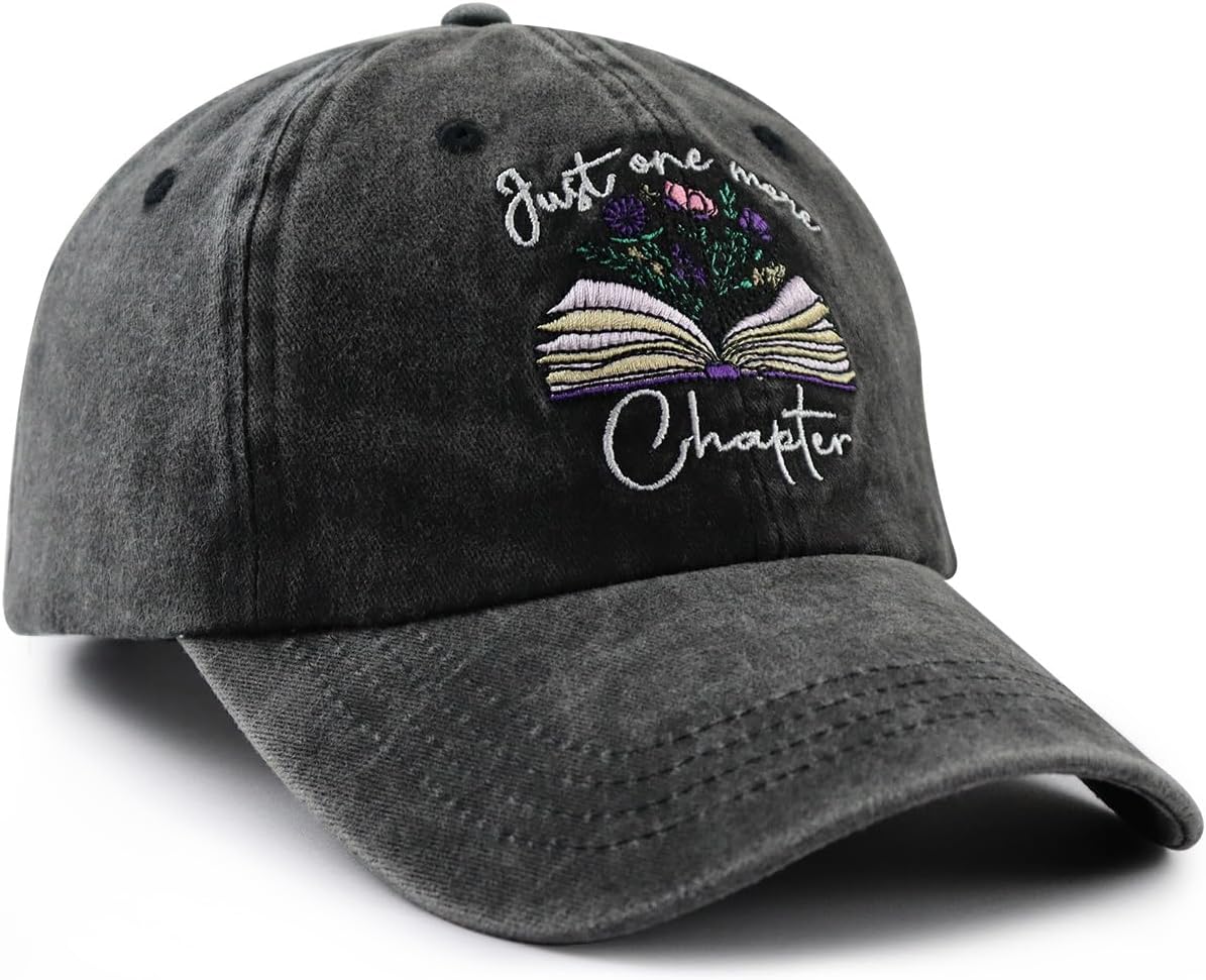 Just One More Chapter Hat for Men Women, Funny Adjustable Cotton Embroidered Book Lover Bookish Baseball Cap image 3
