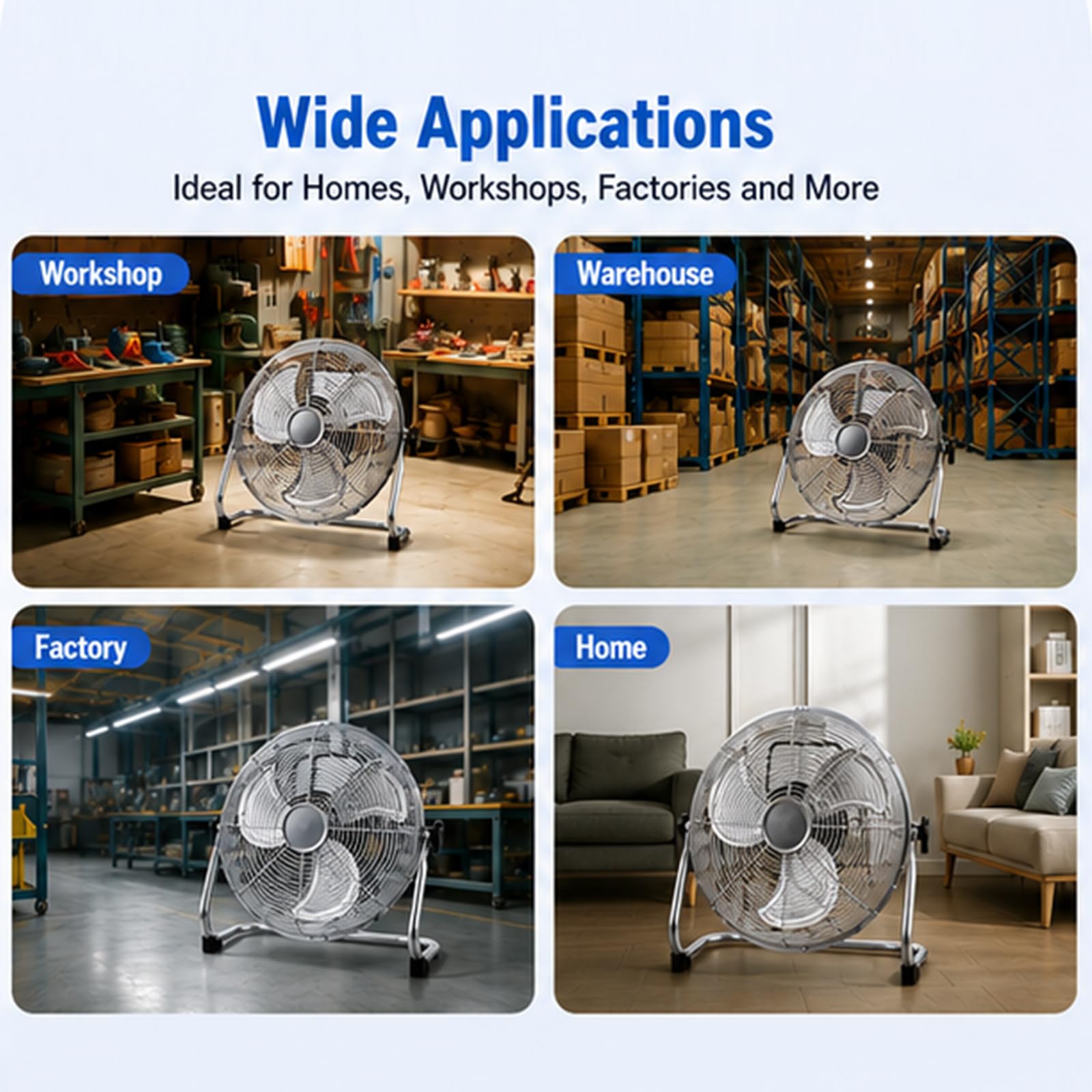 Ventilateur puissant à 4 vitesses, tambour de 20 pouces