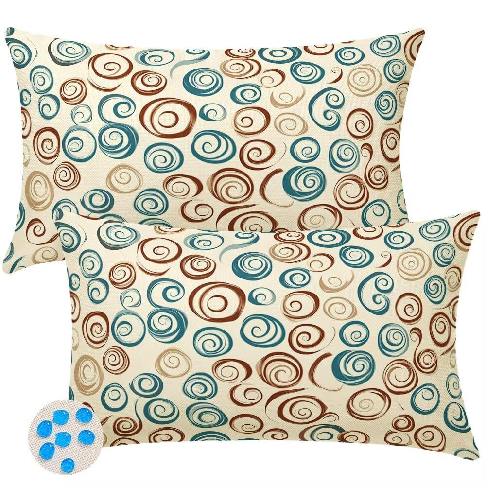Outdoor Kissen Wetterfest Kissenbezug 50x70 cm 2er Set Kissenbezüge Retro Outdoorkissen Sofa Kissen Abstrakt Kissenhülle Zierkissen Wasserfest Dekokissen Couchkissen für Garten Balkon Patio -SC535