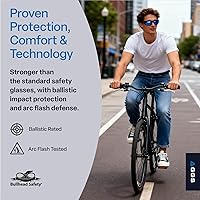 Vista 2 de Bullhead Safety Dorado - Lentes de seguridad con doble lente, ANSI Z87+, lentes de luz azul con protección contra la luz UV y revestimiento marco