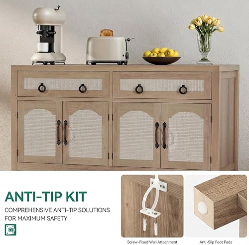 Miniatura 7 de YITAHOME Mesa consola de 47.2 pulgadas con 2 cajones, mesa de entrada con armarios de almacenamiento y estante de almacenamiento abierto, mesa de