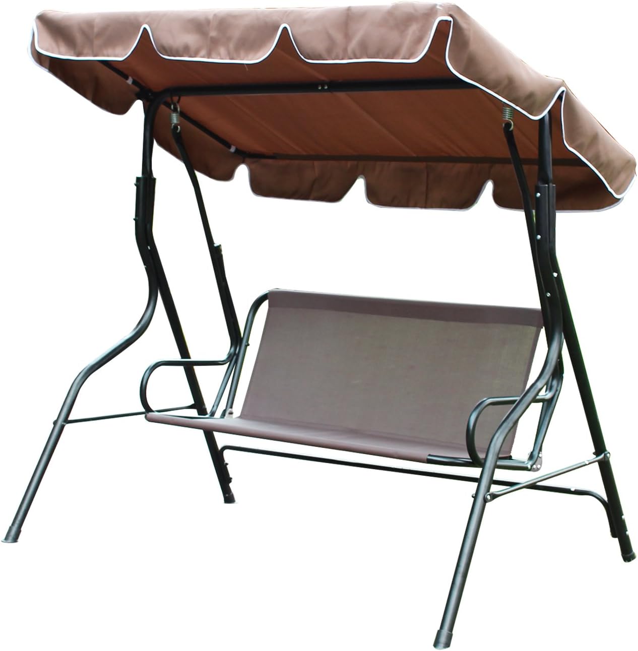 ELEGAN 2 Person Patio Swing Outdoor Canopy Awning Yard Furniture Hammock Steel (Coffee)