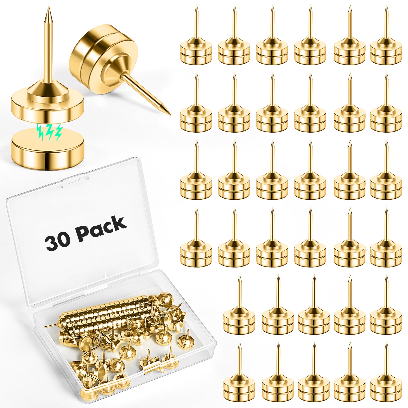 Amazon.com: GOOLADA 30 Sets of Thumb Tacks for Wall, Magnetic Push