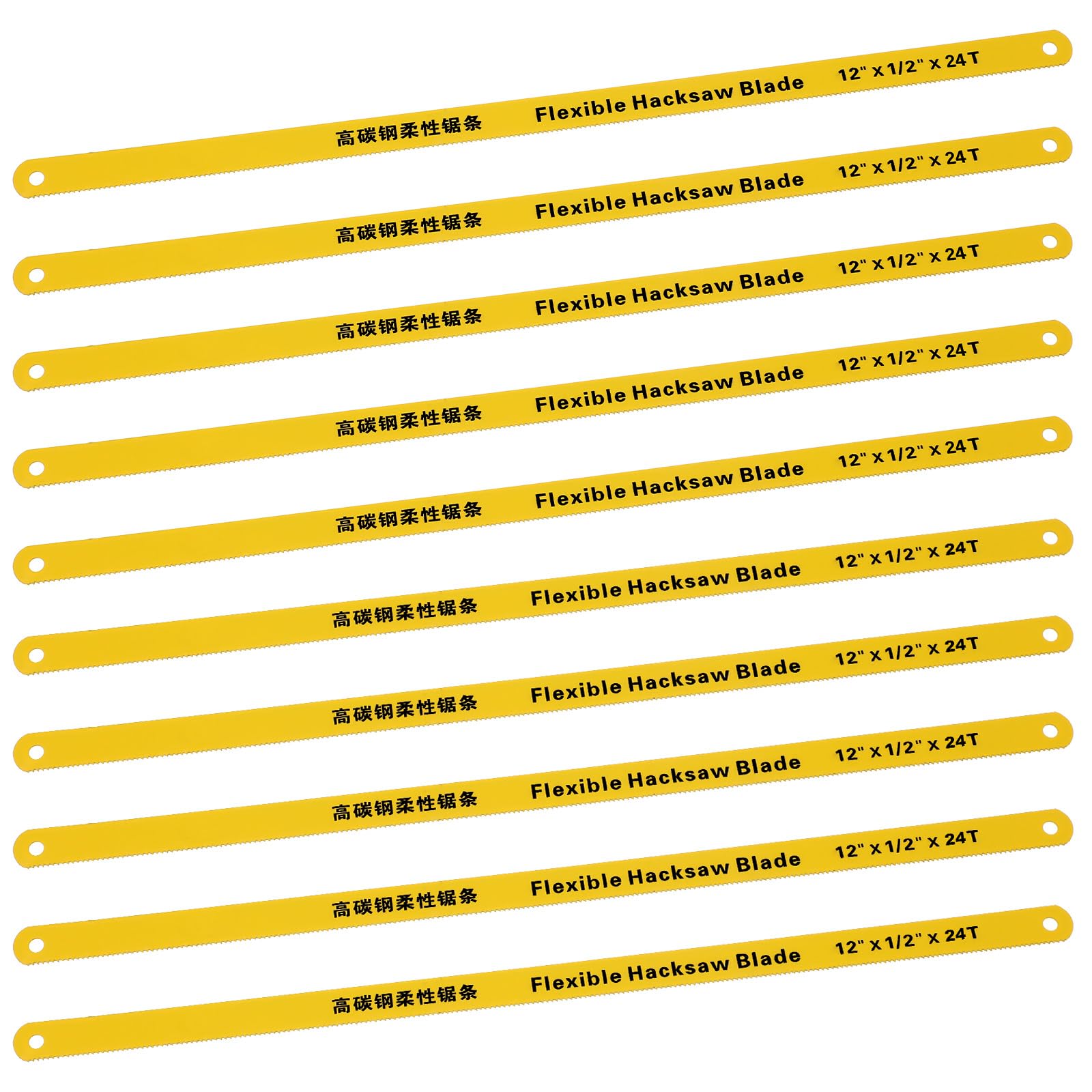 Hacksaw Blade 10 Pack 12" Hacksaw Replacement Blades Set 24T Carbon Steel Saw Blades with High-Speed Steel Teeth Jig Saw Blade fits Most Hacksaws Frames