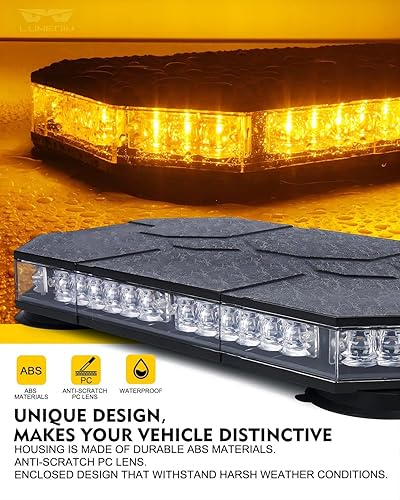 Miniatura 2 de LUMENIX Barra de luces estroboscópicas LED en la azotea con controlador magnético de advertencia de tráfico de emergencia, luz intermitente para