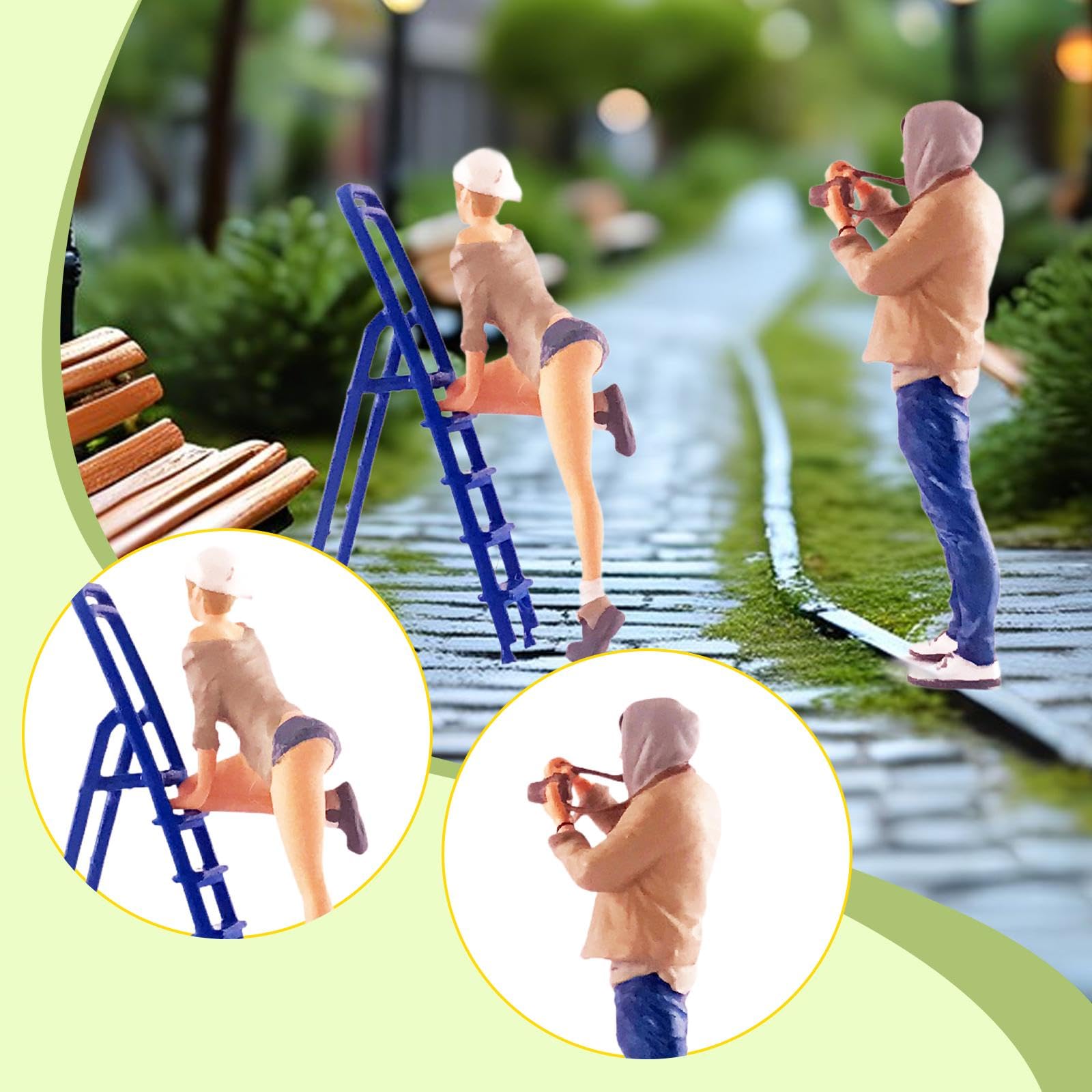 Miniature Scene Figure Set Persone Miniature Dipinte in Resina 1 64 Modelli Oggetti Collezionabili Accessori Diorama Scenico Adatti per Case delle, Cachi
