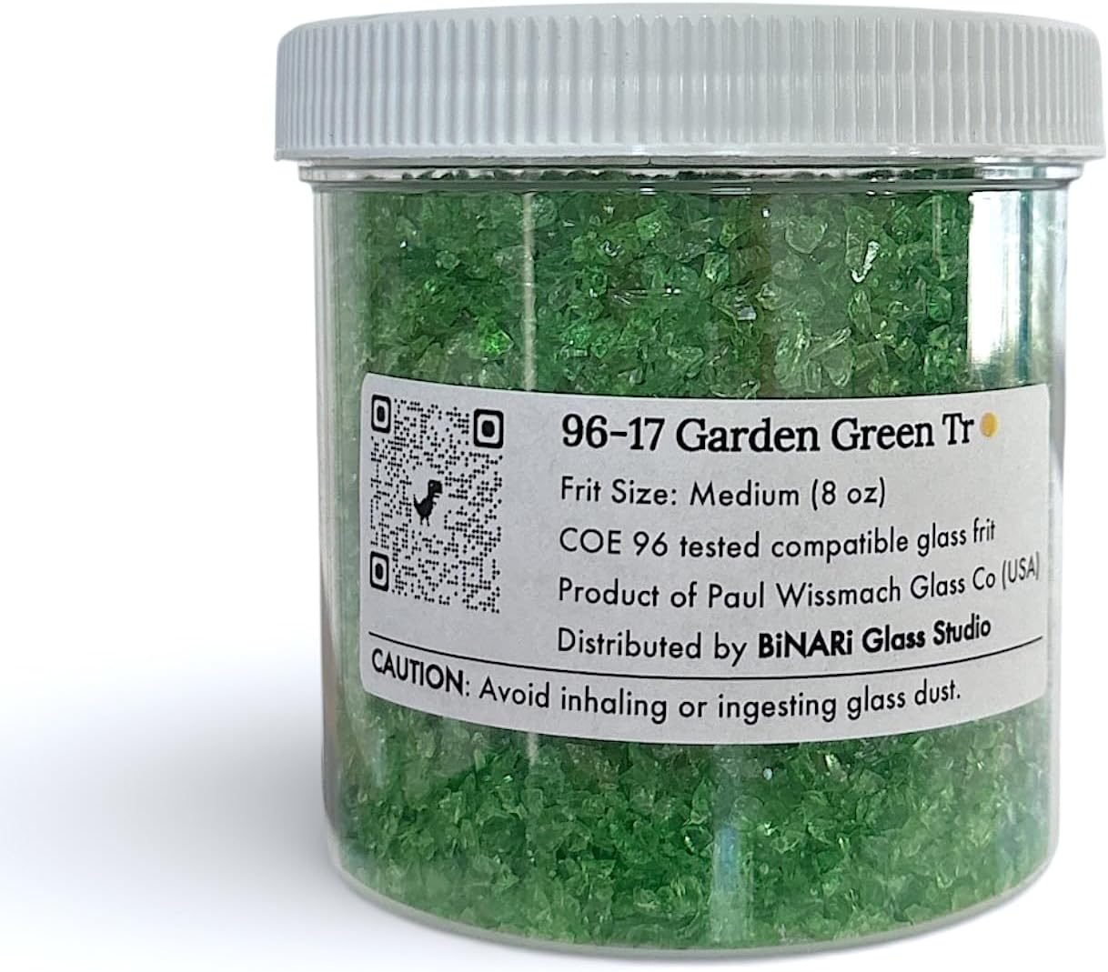 Wissmach COE 96 Medium Glass Frit – Fusible Glass for Kiln Fusing, 8 oz | System 96 Compatible | Curated by BiNARi Glass Studio (17_Garden Green Tr)