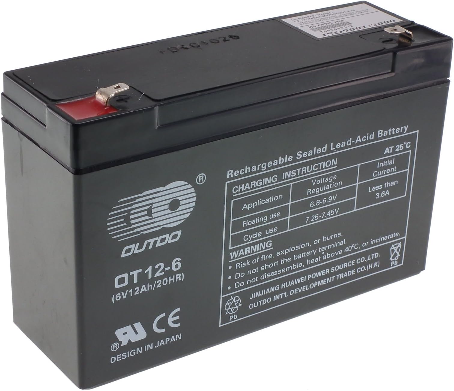 6v Rechargeable Sealed Lead Acid - AGM - VRLA Battery (6V 12Ah)