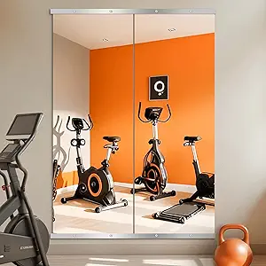 Home Gym Mirror for Wall, 70"x24"x2PCS Full Length Gym Mirror Frameless Wall-Mounted for Garage, Home Gym, Living Room, Bedroom(Silver)