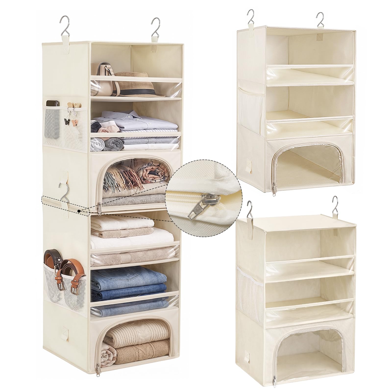 Hanging Closet Organizer for Dorms &amp; RVs, 2-in-1 Dust-Proof