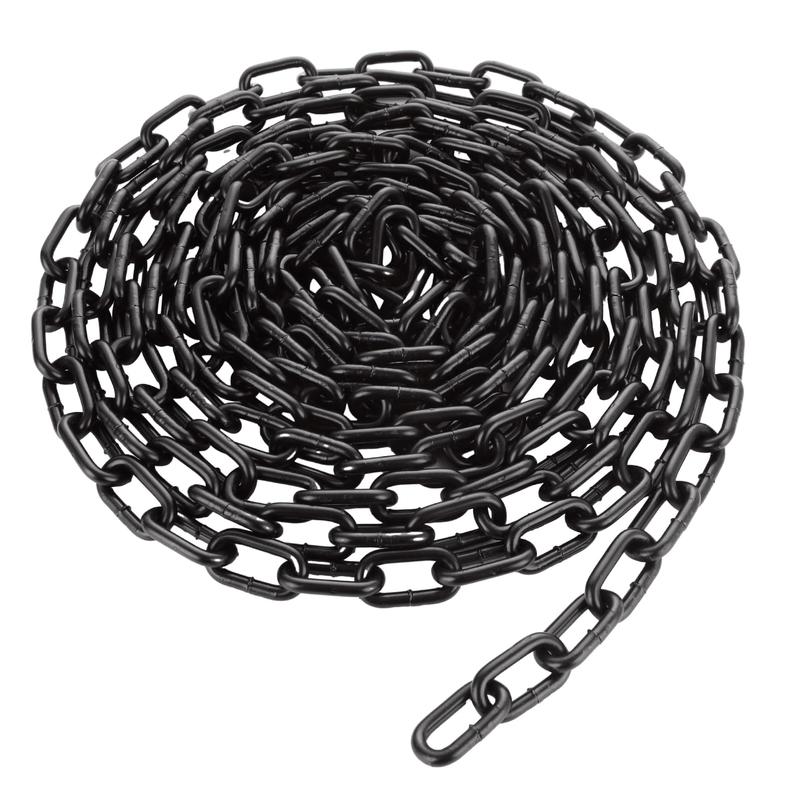 Catena lunga 1/5 '' x 26,2 m nera resistente, catena a spirale in acciaio al carbonio, catena in metallo per interni ed esterni, catena per animali domestici, catena con blocco di sicurezza