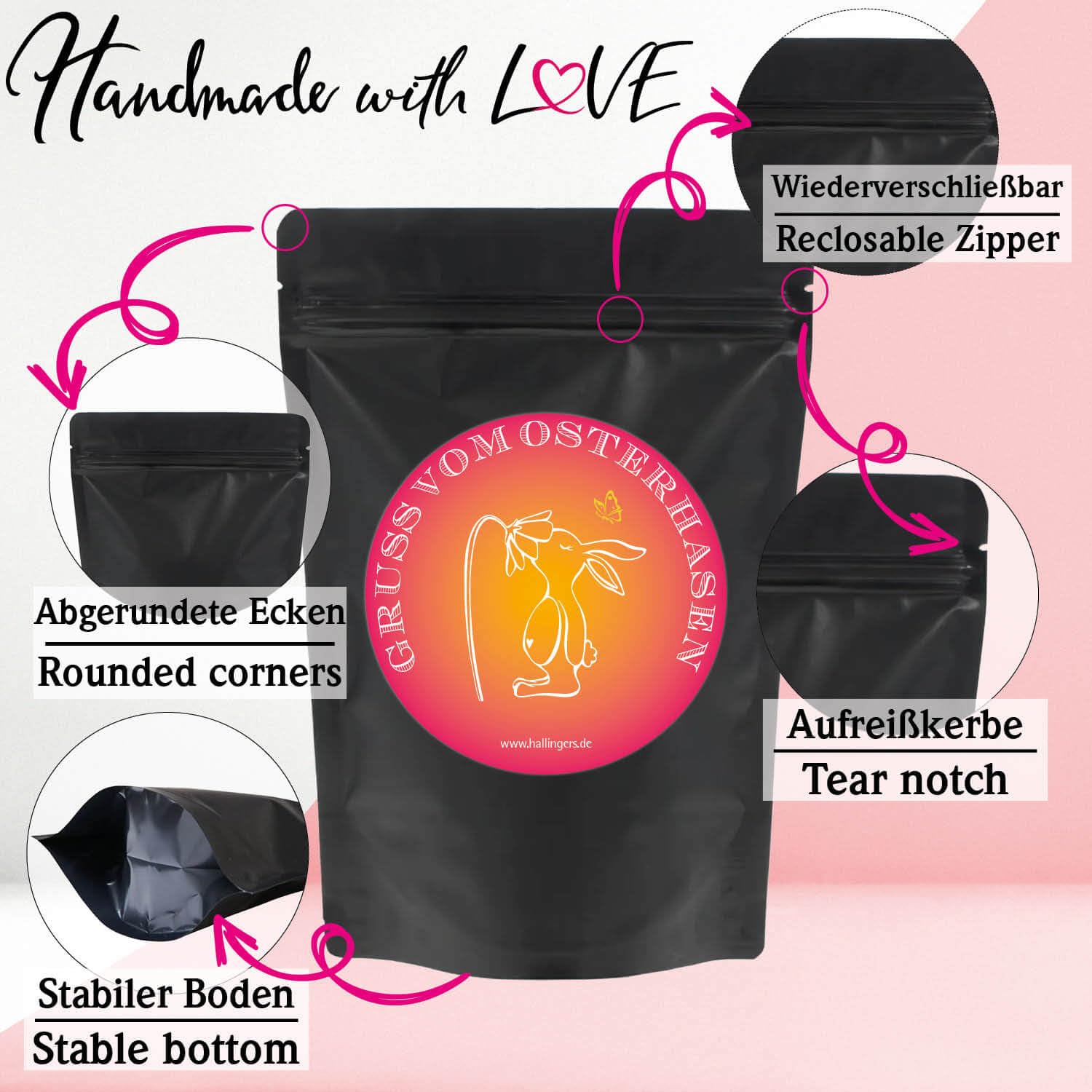 Hallingers Genuss Manufaktur Feinkost Oster-Geschenk-Set - XXL-Wundertüte "Gruß vom Osterh..." großes Osternest Pralinen-Ostereier, Schoki, Konfitüre, Gewürz & Essig, Ostern Körbchen für Frauen