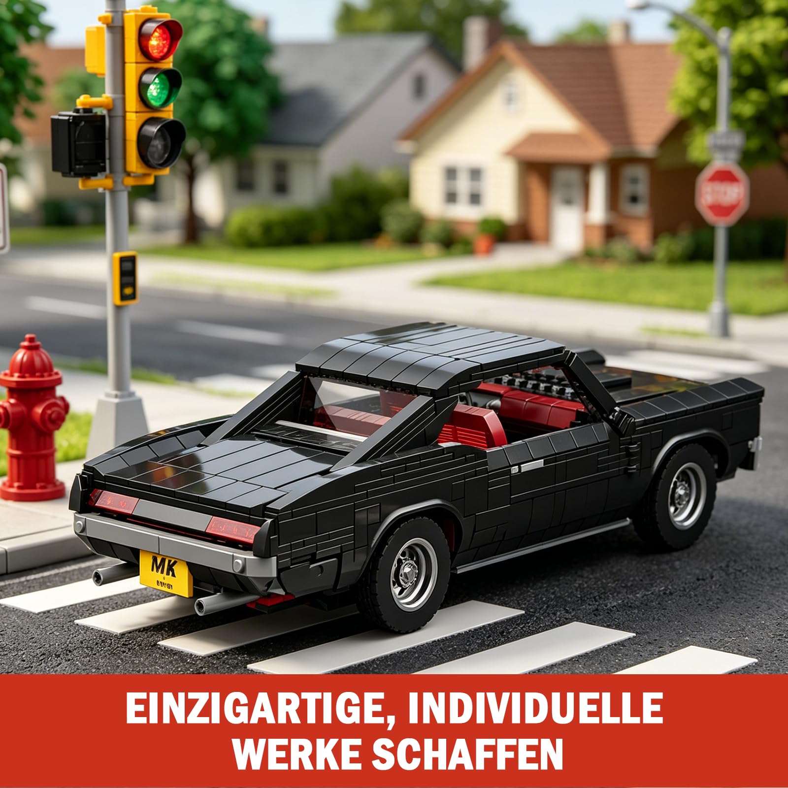 Mould King 10199 Technik Sportwagen Bausteine GTO Rennauto Klemmbausteine Klassischer Amerikanischer Muscle-Car Modellauto für Jungen und Erwachsene(1563 Teile)