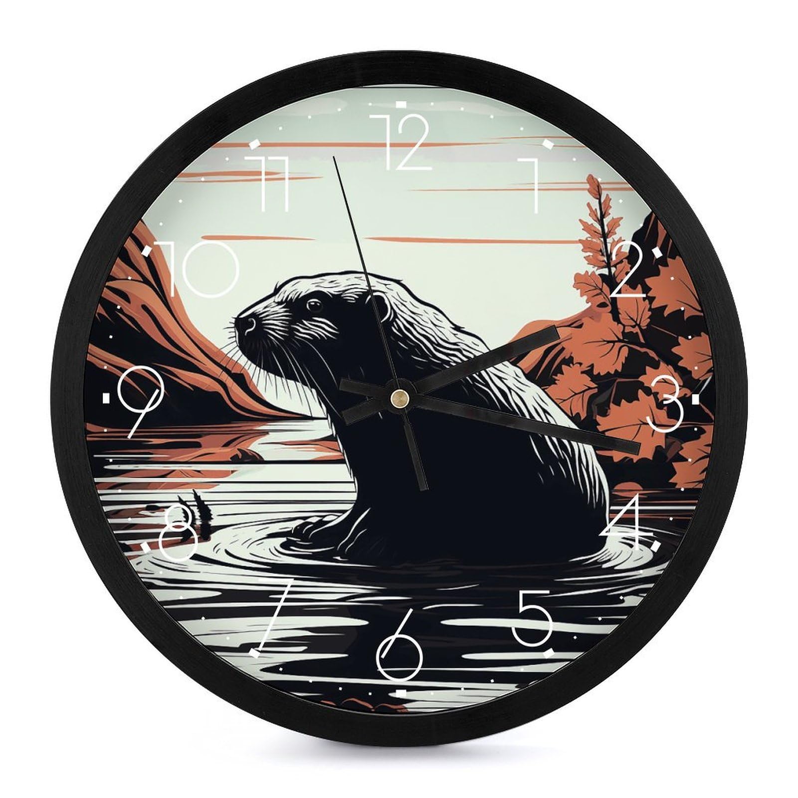 Horloge murale numérique décorative noire pour salon et cuisine