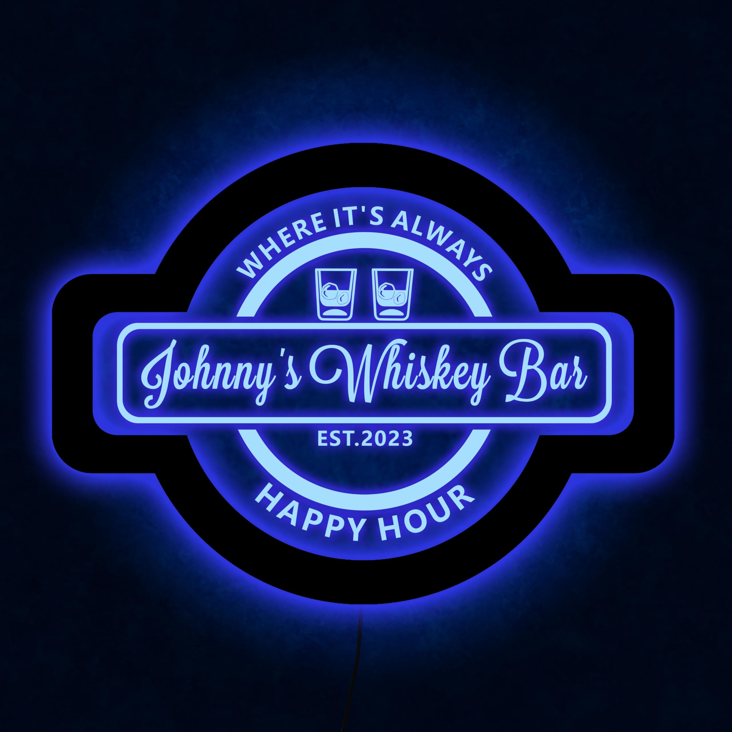 Custom Whiskey Bourbon Bar LED Wall Sign Neon like - Color Changing with Switch - 4 Sizes Custom Your Name Personalized