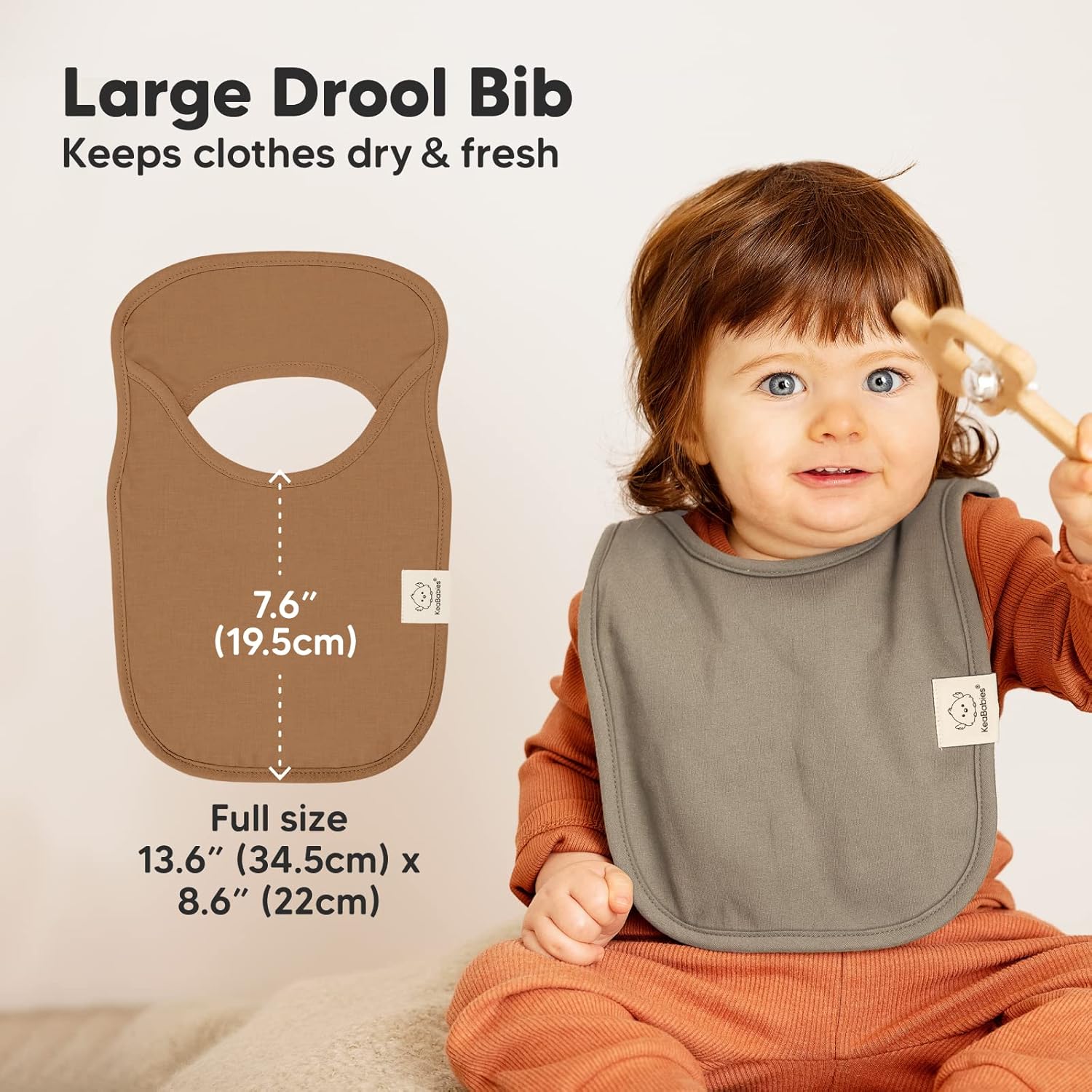 KeaBabies 8-Pack Baby Bibs for Boys, Girls and 6-Pack Burp Cloths Baby Girl, Boy - Pull-on Bibs for Baby Girl, Baby Boy,Large Baby Burp Cloths