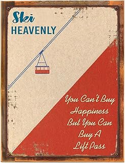 Framed Ski Heavenly 12"x16" Metal Sign, Ski Lift, Vintage, Retro, Hand-Crafted from reclaimed materials