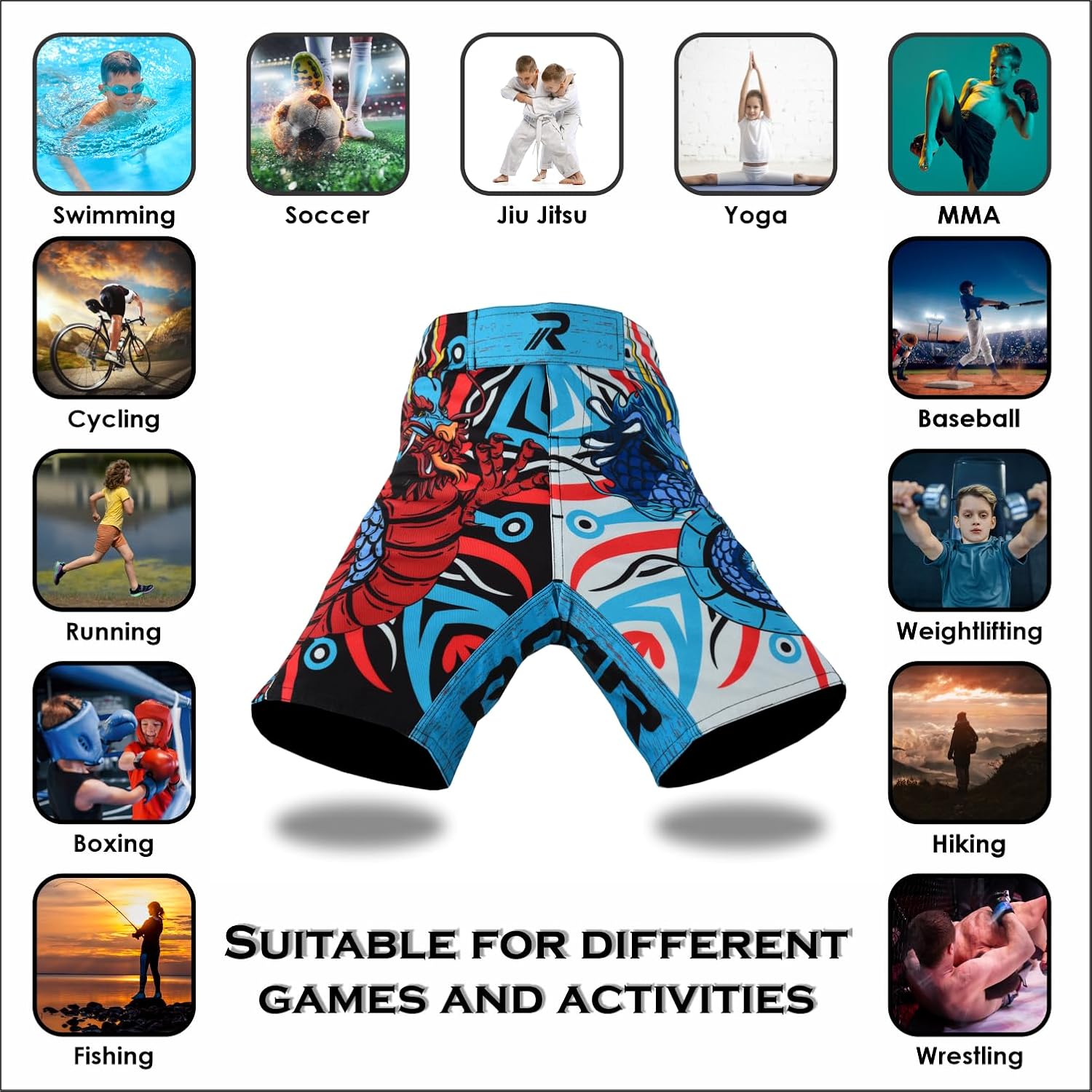 ROAR-INT Kids Mixed Martial Arts MMA Shorts BJJ Cross Training Gym Boxing Grappling Kickboxing Muay Thai Workout Shorts - Image 5