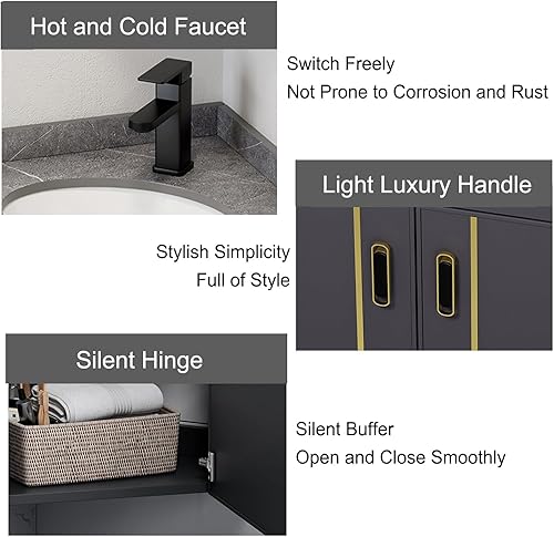 Miniatura 6 de Fregadero de montaje en pared, lavabo de esquina de baño, fregadero de cerámica, combo para espacio pequeño montado en la pared, diseño de juego de