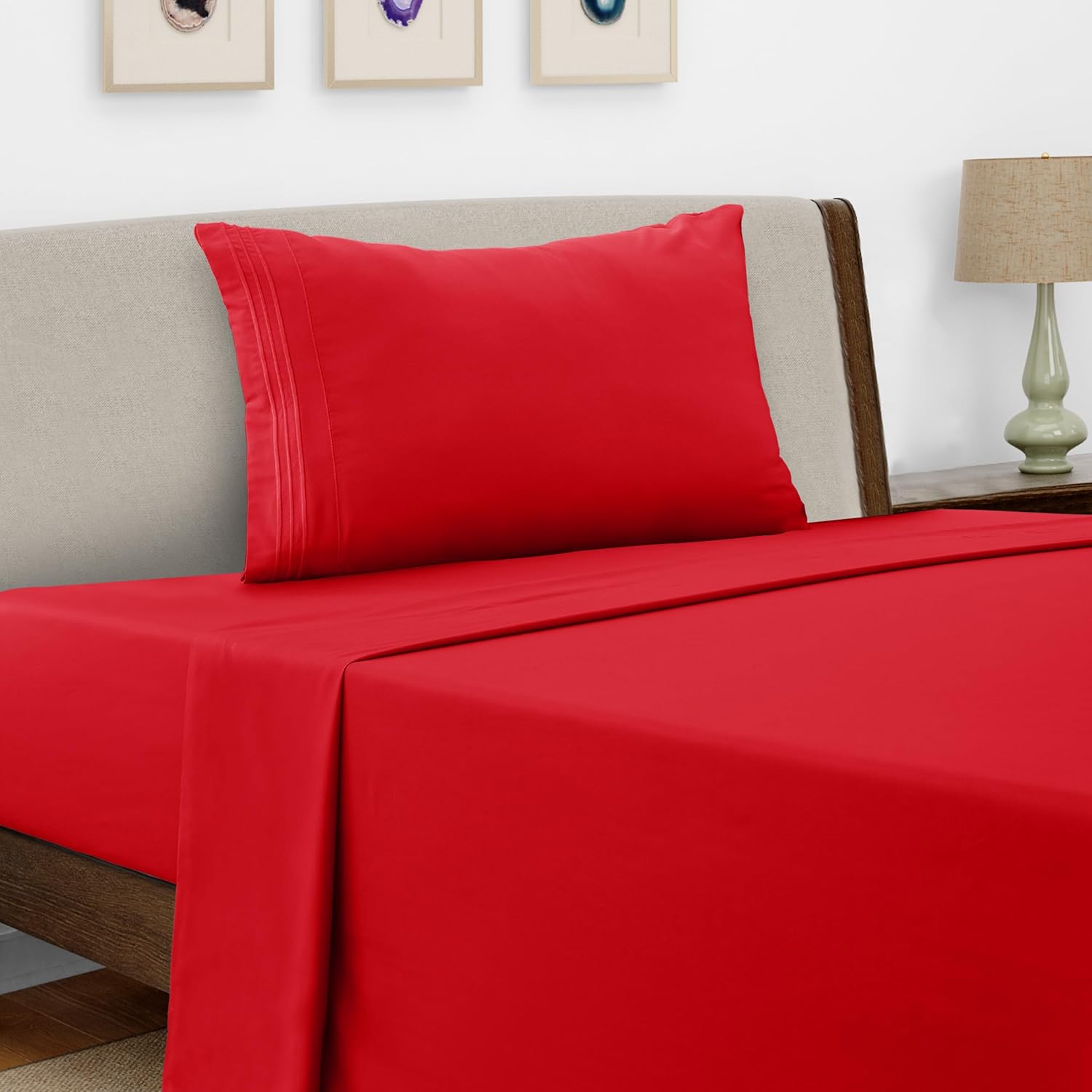 Lux Decor Twin XL Sheet Set 3 PC Brushed Microfiber Bed