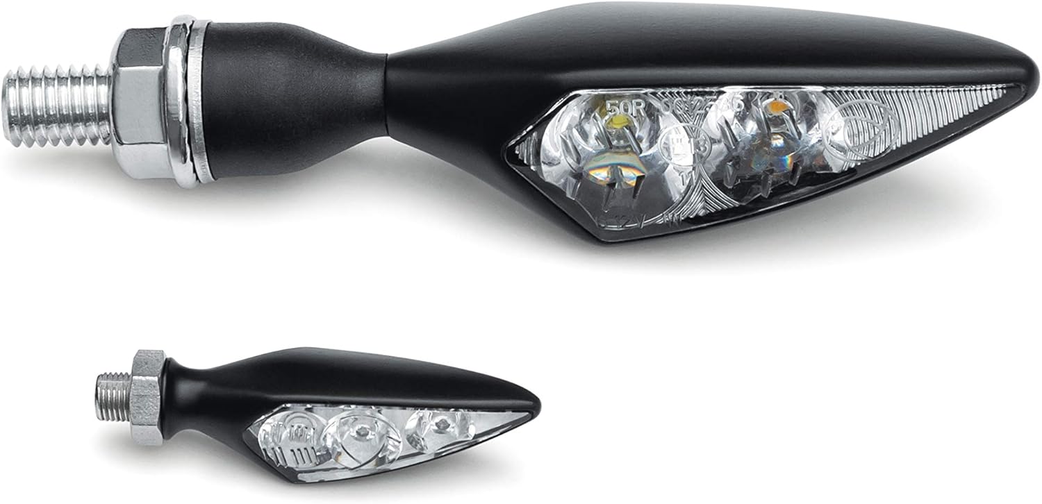 Kuryakyn 2850 Motorcycle Lighting Accessory: Kellermann Rhombus S Extreme, LED Turn Signal/Blinker Light, Amber, Front Left/Rear Right, Satin Black, Pack of 1