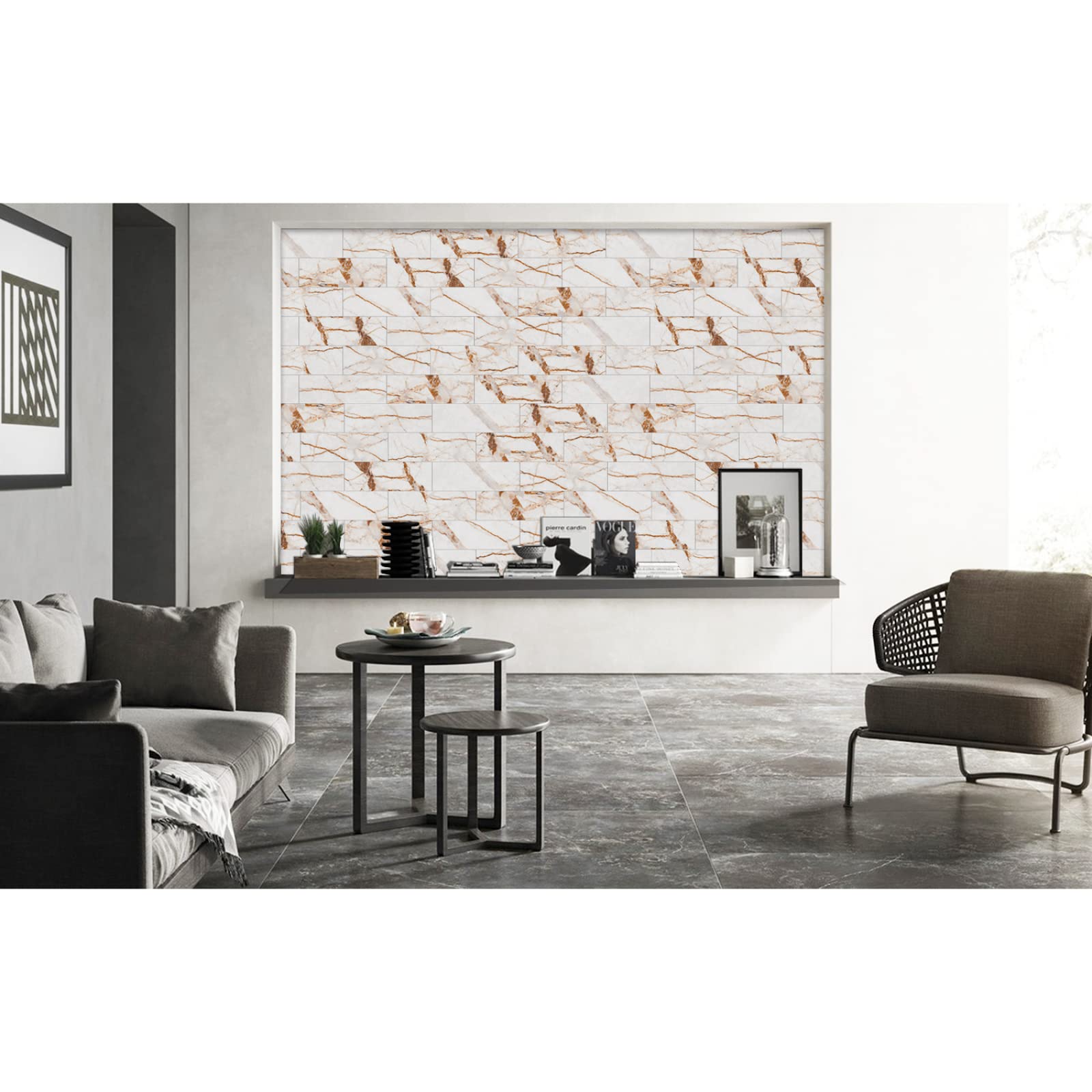 Credence Adhesive Pour Cuisine Marbre Gris Foncé Stickers Cuisine PVC Imperméable Carrelage Adhesif Mural Auto-Adhésif Stickers Muraux Salle De Bain