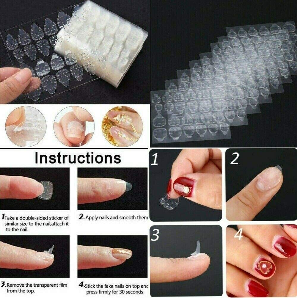 Jargod 10 Sheets (240pcs) Double Sided Adhesive Tabs Nail Glue Sticker for False Nails