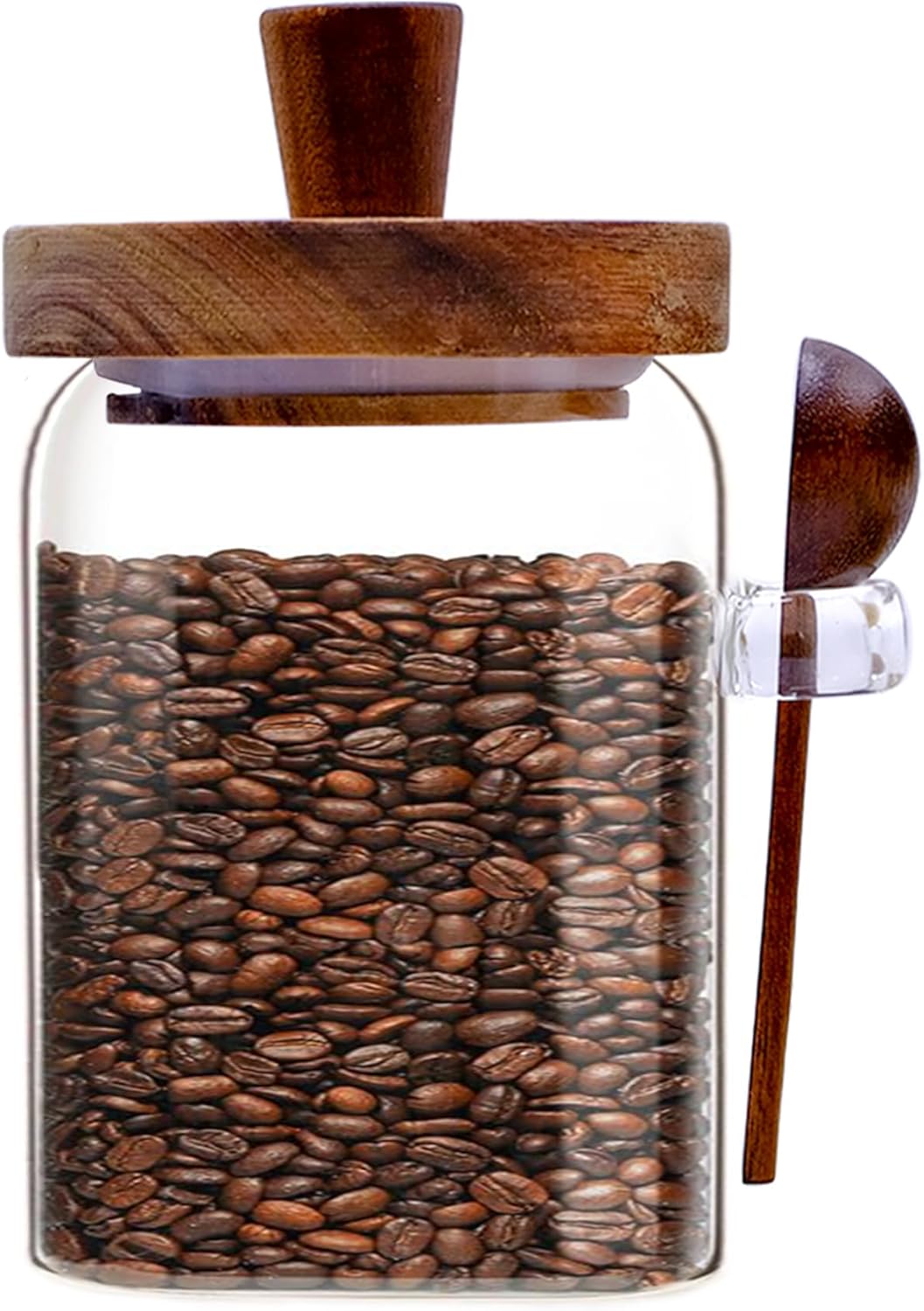 Spice Jars Overnight Oats Containers with Airtight Lid and Wooden Spoon,17 OZ Glass Food Storage Canisters, Glass Jars for Coffee Bean, Sugar, Dry Goods,Cookie,Candy,Cereal,Tea,Salt