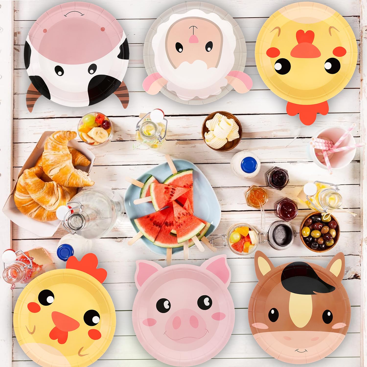 Farm Animal Shaped Disposable Paper Plates 50 Count 50 Count Farm ...