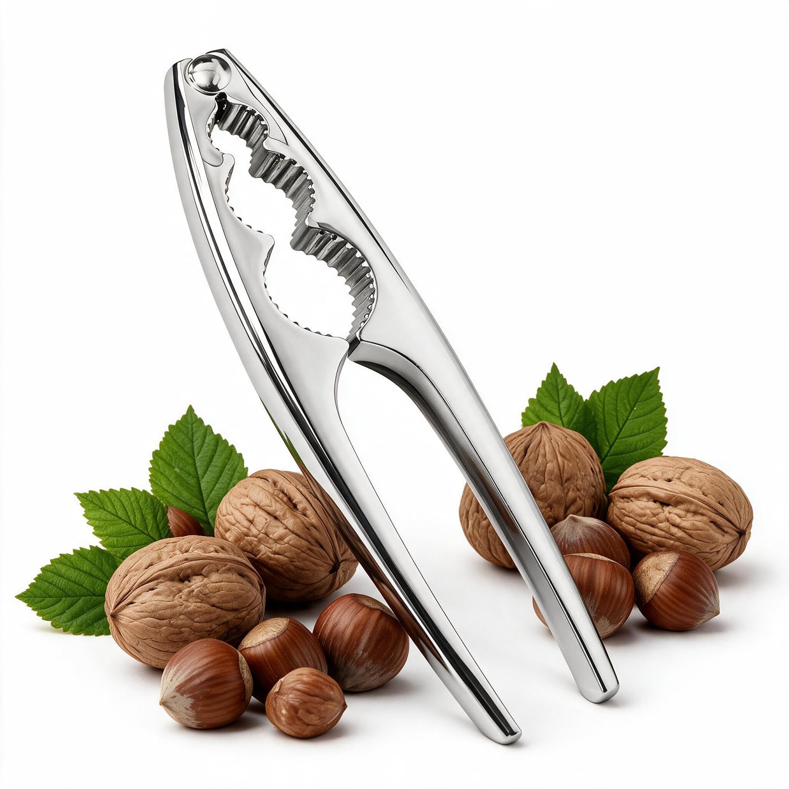 Mepham Nutcracker for nuts, heavy duty metal nut cracker with ergonomic handle, walnut cracker tool for hazelnuts, pecans, almonds and seafood crab shells